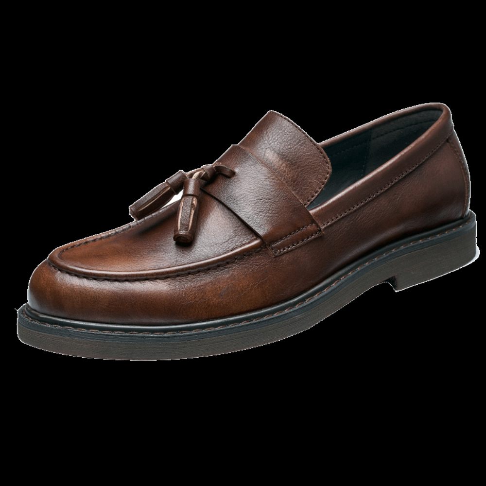 Mocassins Pour Hommes À Enfiler Cuir Vache - Café