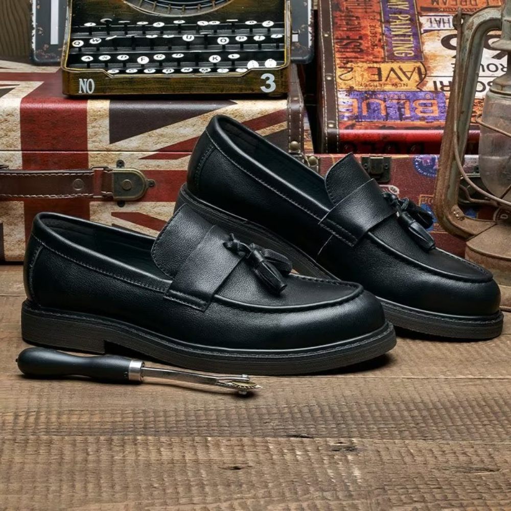 Mocassins Pour Hommes À Enfiler Cuir Vache - Noir