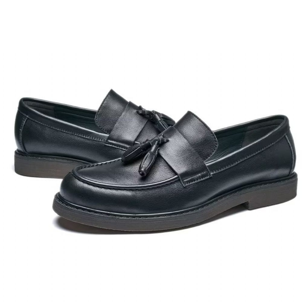 Mocassins Pour Hommes À Enfiler Cuir Vache - Noir