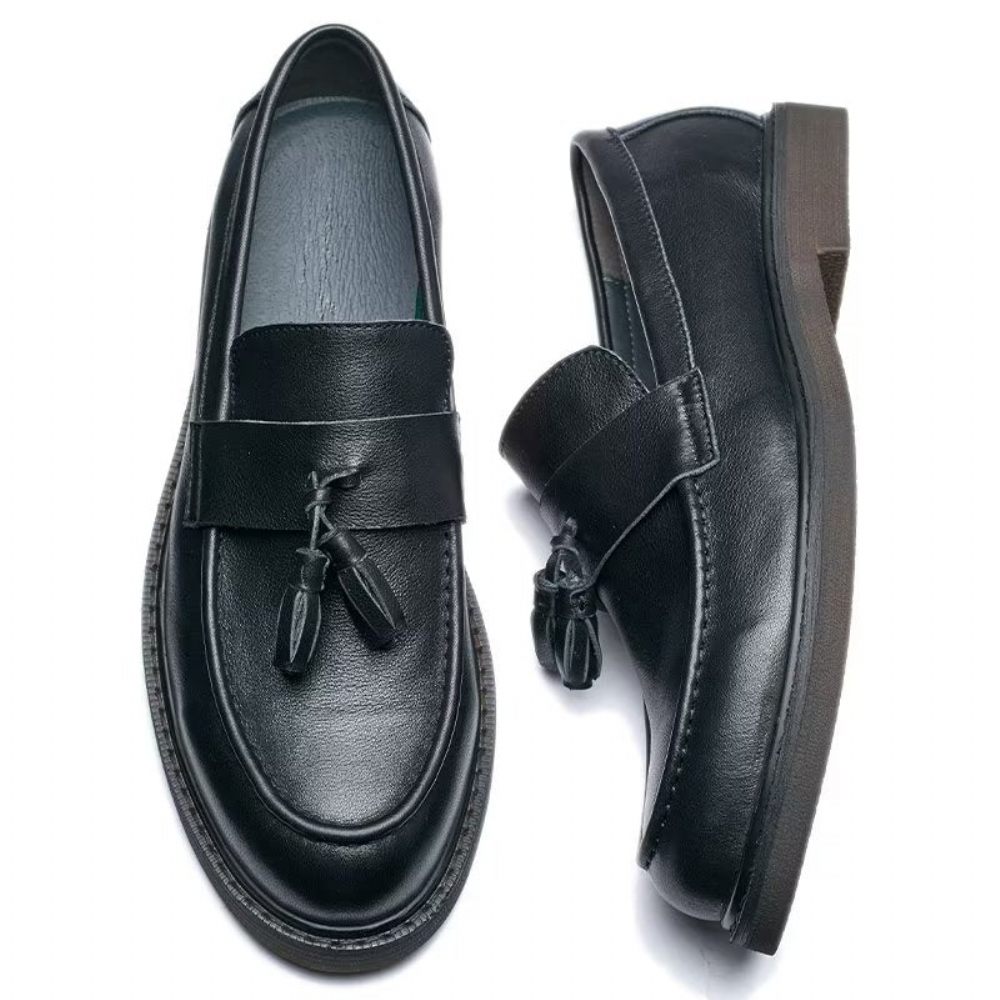 Mocassins Pour Hommes À Enfiler Cuir Vache - Noir