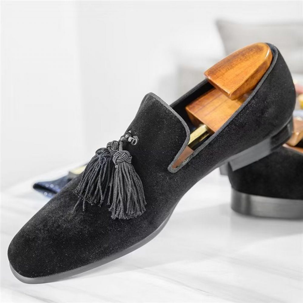 Mocassins Pour Hommes À Enfiler Cuir Vache - Noir