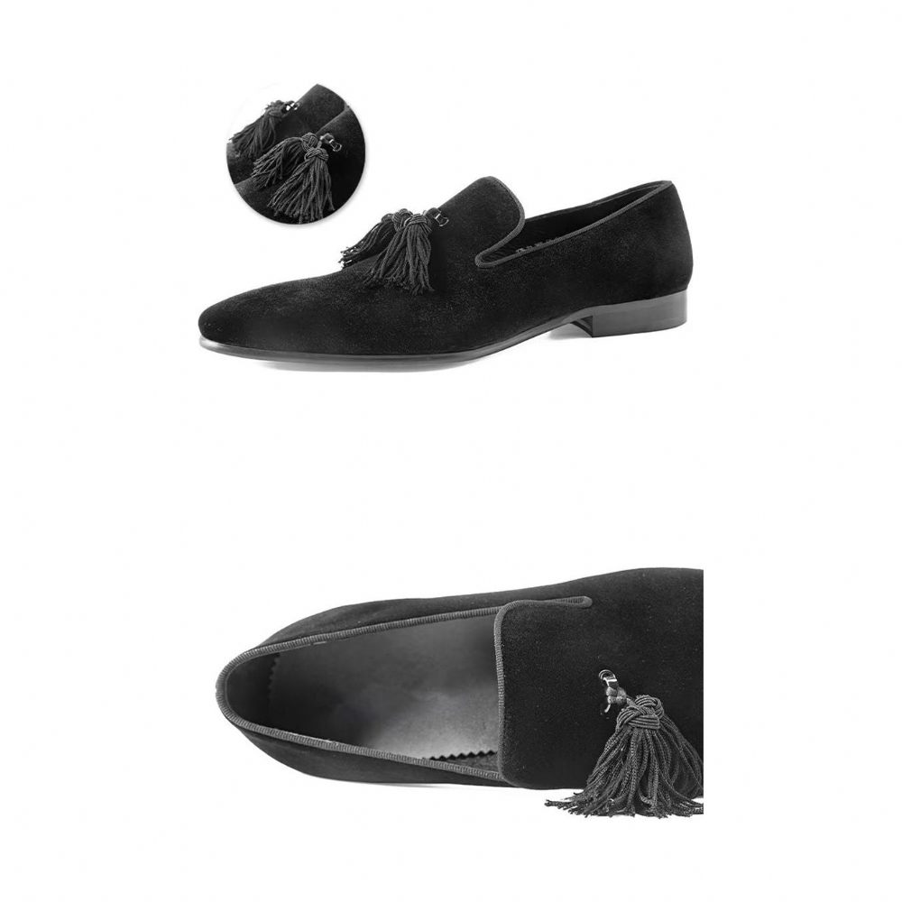 Mocassins Pour Hommes À Enfiler Cuir Vache - Noir