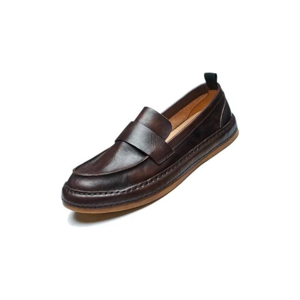 Mocassins Pour Hommes À Enfiler Cuir Vache Lux