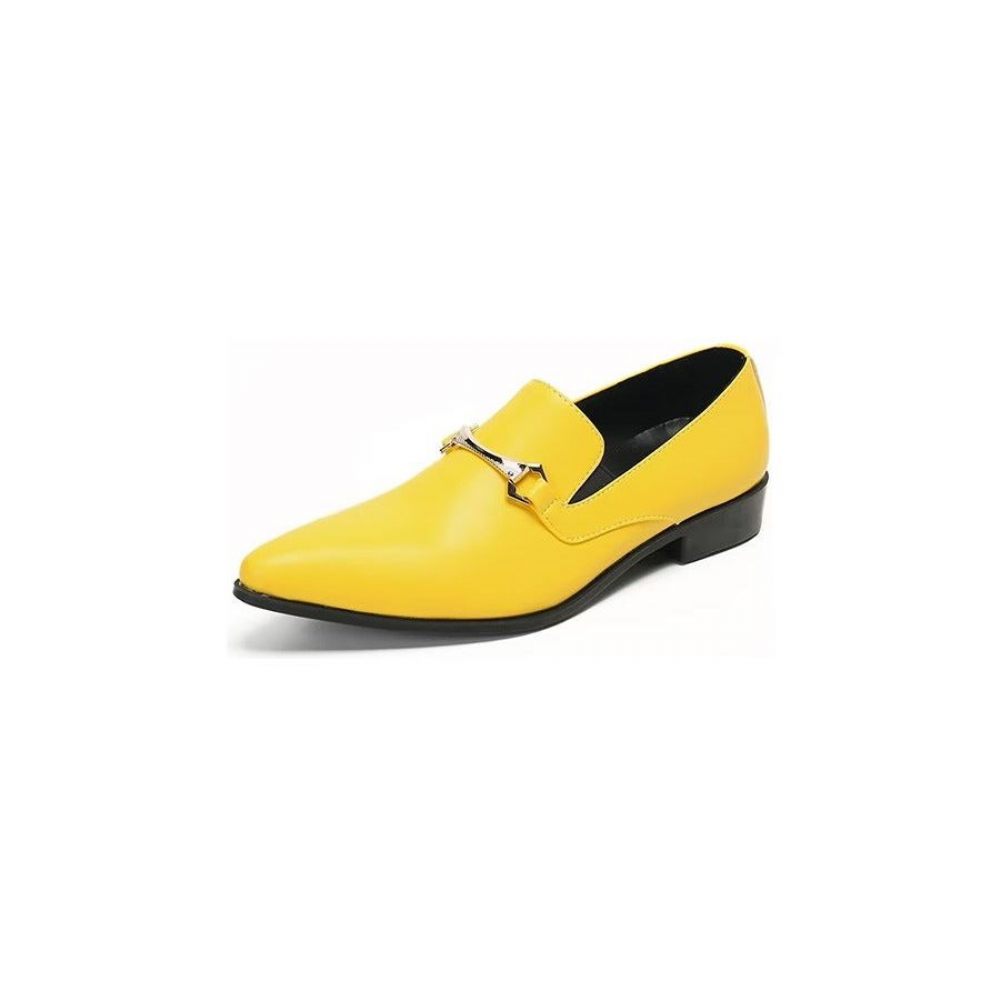 Mocassins Pour Hommes À Enfiler Cuir Véritable - Jaune