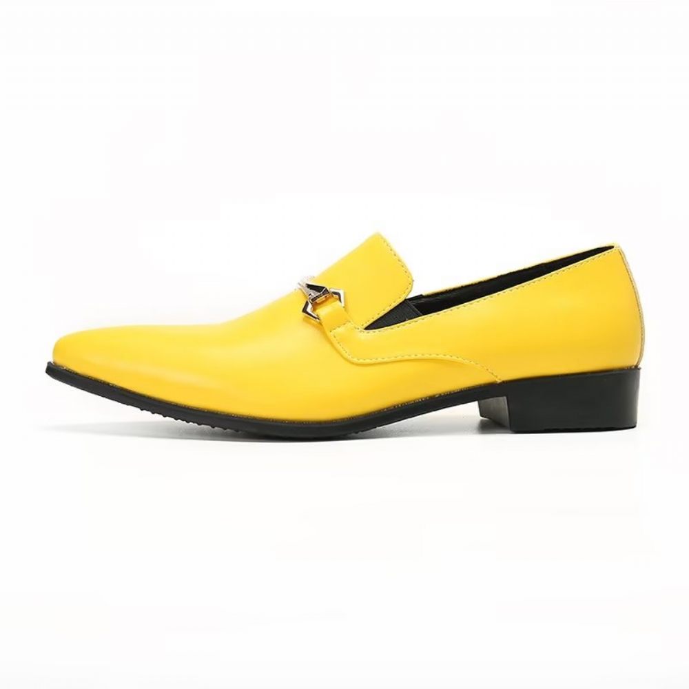 Mocassins Pour Hommes À Enfiler Cuir Véritable - Jaune