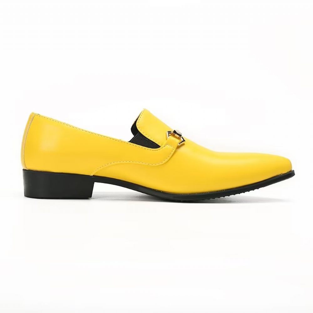 Mocassins Pour Hommes À Enfiler Cuir Véritable - Jaune