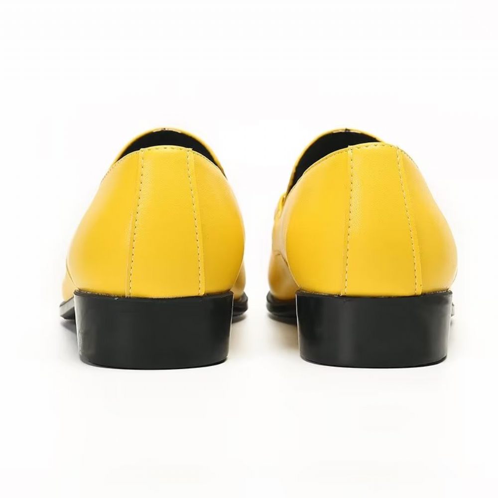 Mocassins Pour Hommes À Enfiler Cuir Véritable - Jaune