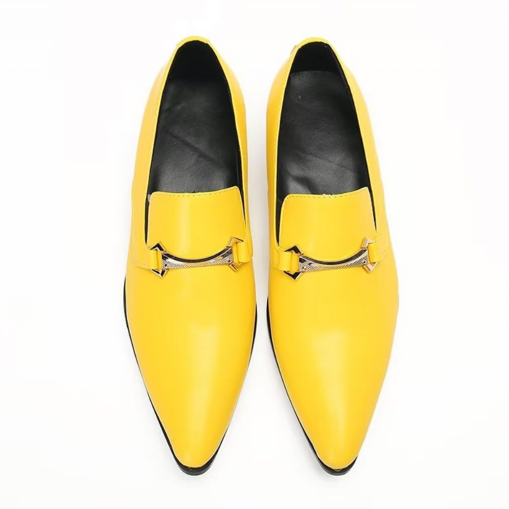 Mocassins Pour Hommes À Enfiler Cuir Véritable - Jaune