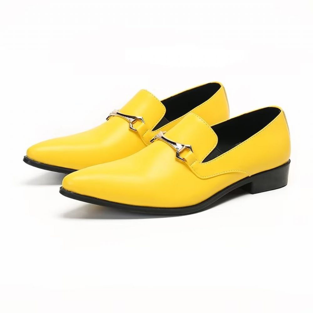 Mocassins Pour Hommes À Enfiler Cuir Véritable - Jaune