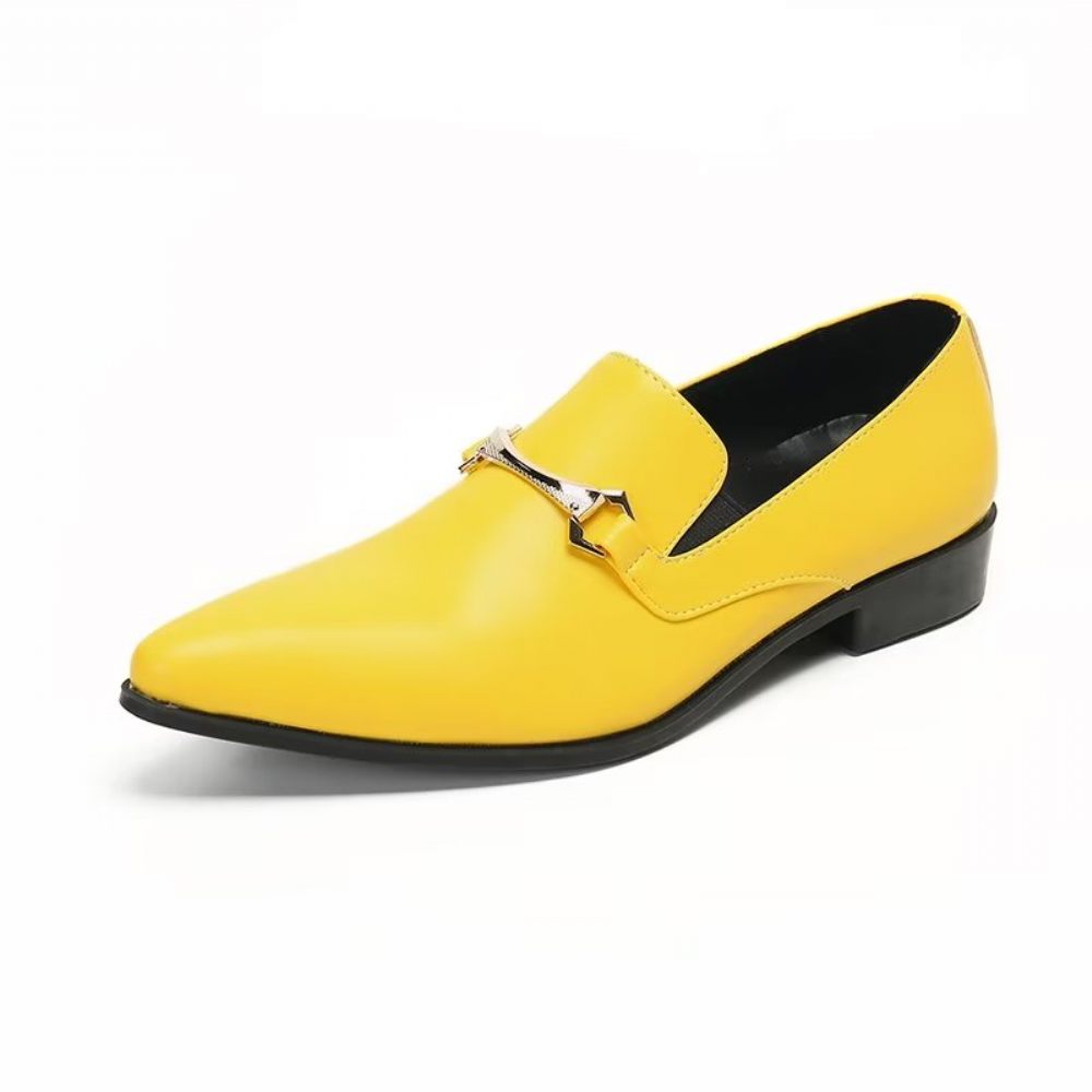 Mocassins Pour Hommes À Enfiler Cuir Véritable - Jaune