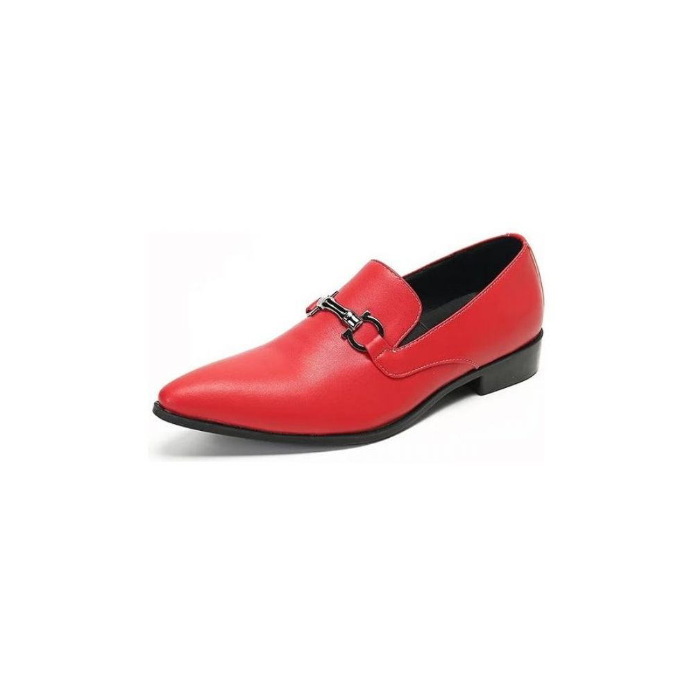 Mocassins Pour Hommes À Enfiler Cuir Véritable - Rouge