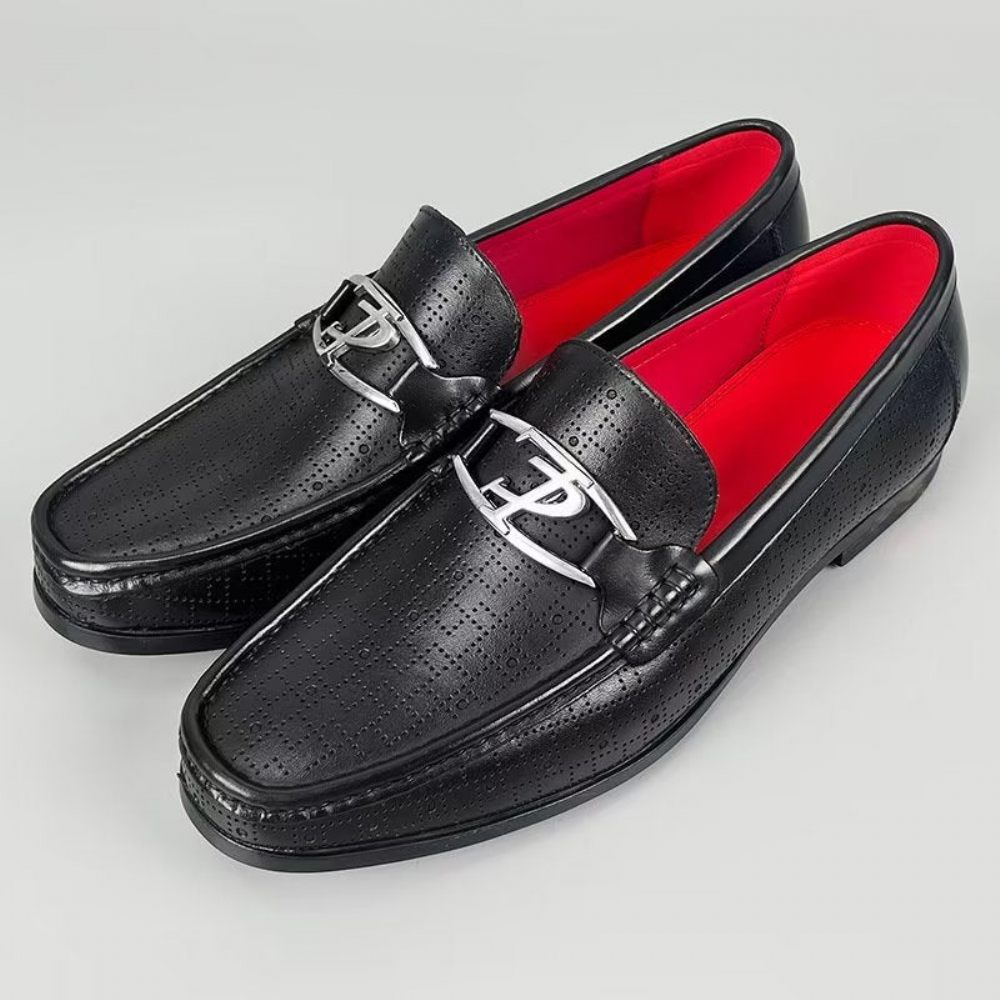 Mocassins Pour Hommes À Enfiler Cuir Véritable Modish - Noir