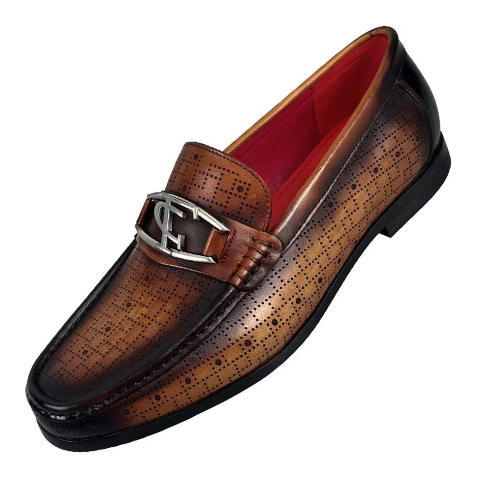 Mocassins Pour Hommes À Enfiler Cuir Véritable Modish - Café