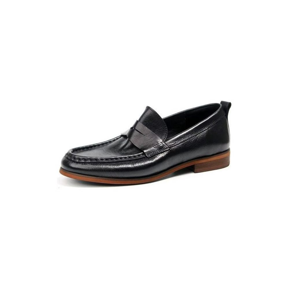 Mocassins Pour Hommes À Enfiler Cuir Véritable Motif Crocodile - Noir