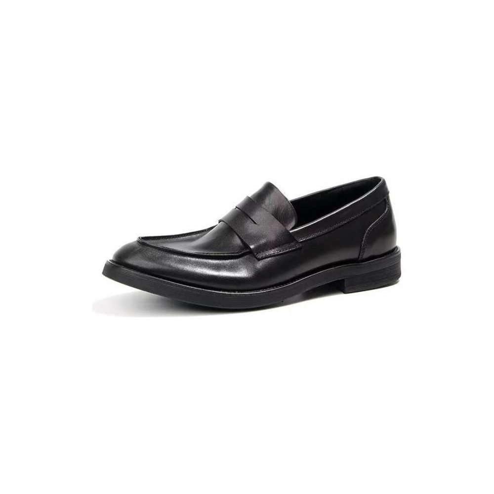 Mocassins Pour Hommes À Enfiler Cuir Véritable Motif Crocodile - Noir