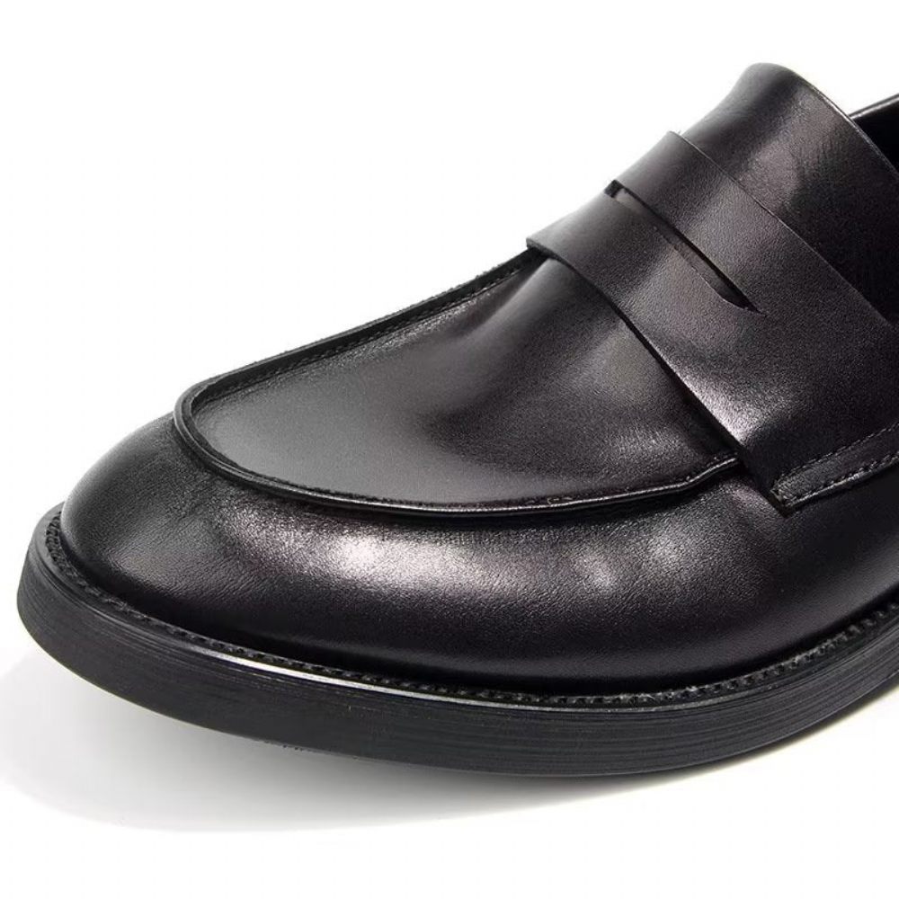 Mocassins Pour Hommes À Enfiler Cuir Véritable Motif Crocodile - Noir