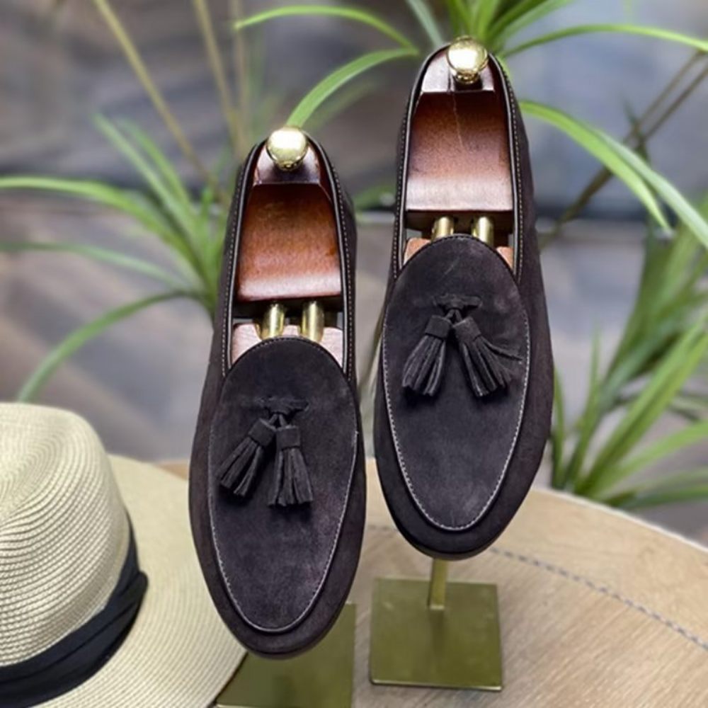 Mocassins Pour Hommes À Enfiler Daim - Café