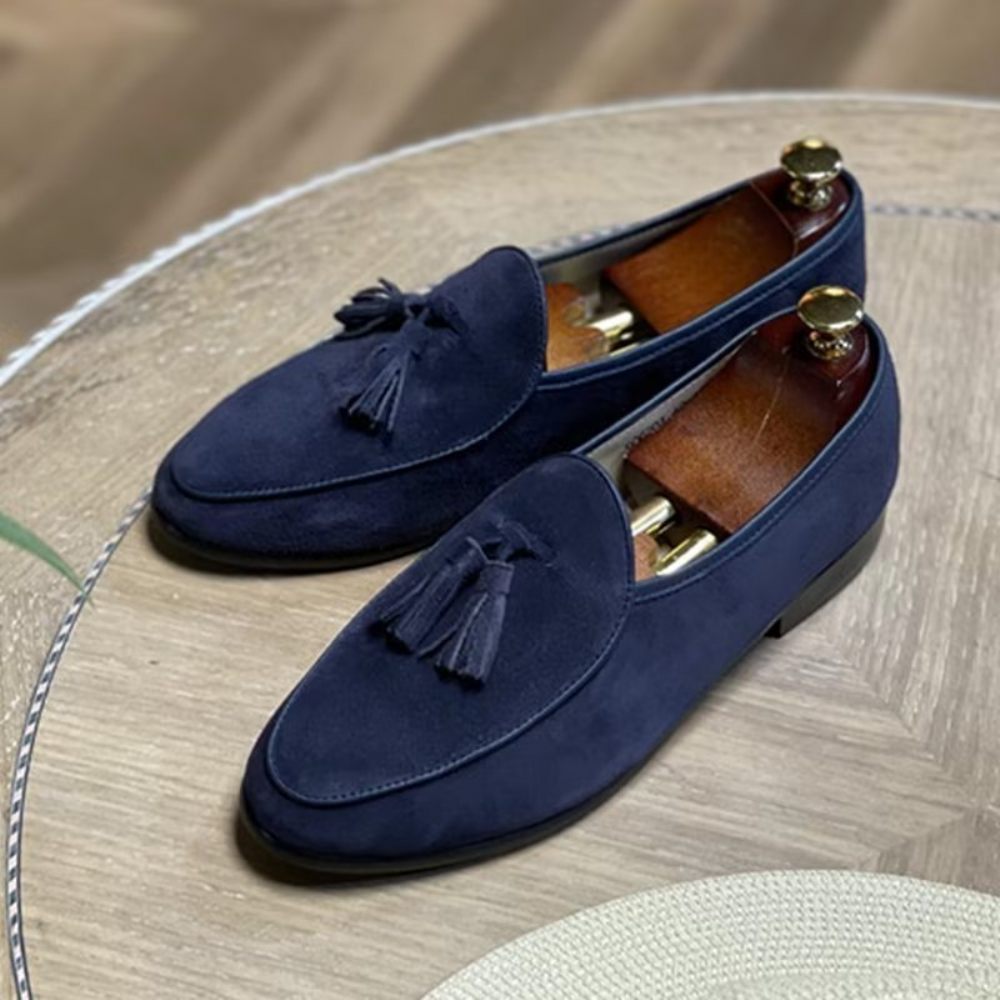 Mocassins Pour Hommes À Enfiler Daim - Bleu