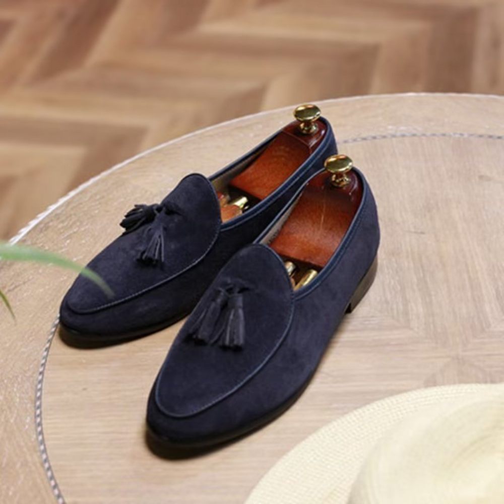 Mocassins Pour Hommes À Enfiler Daim - Bleu