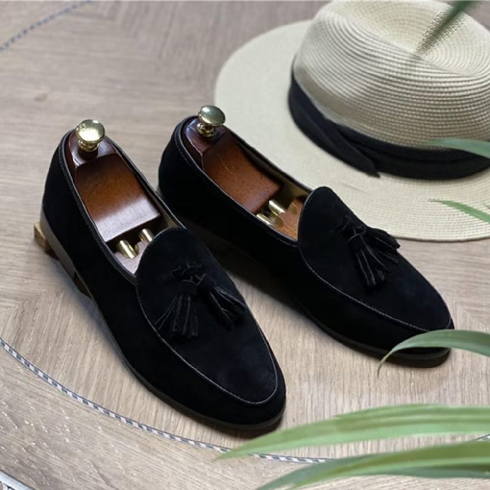 Mocassins Pour Hommes À Enfiler Daim - Noir