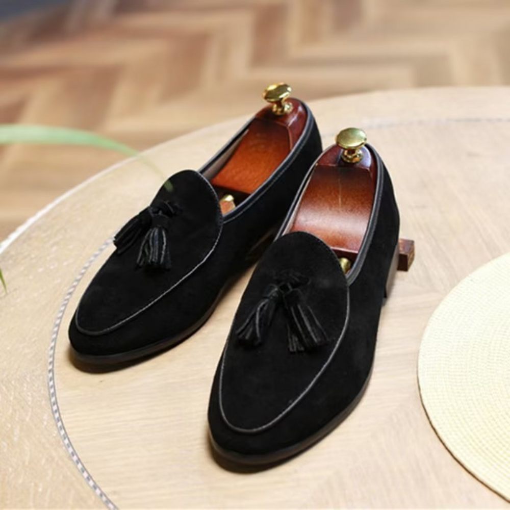 Mocassins Pour Hommes À Enfiler Daim - Noir