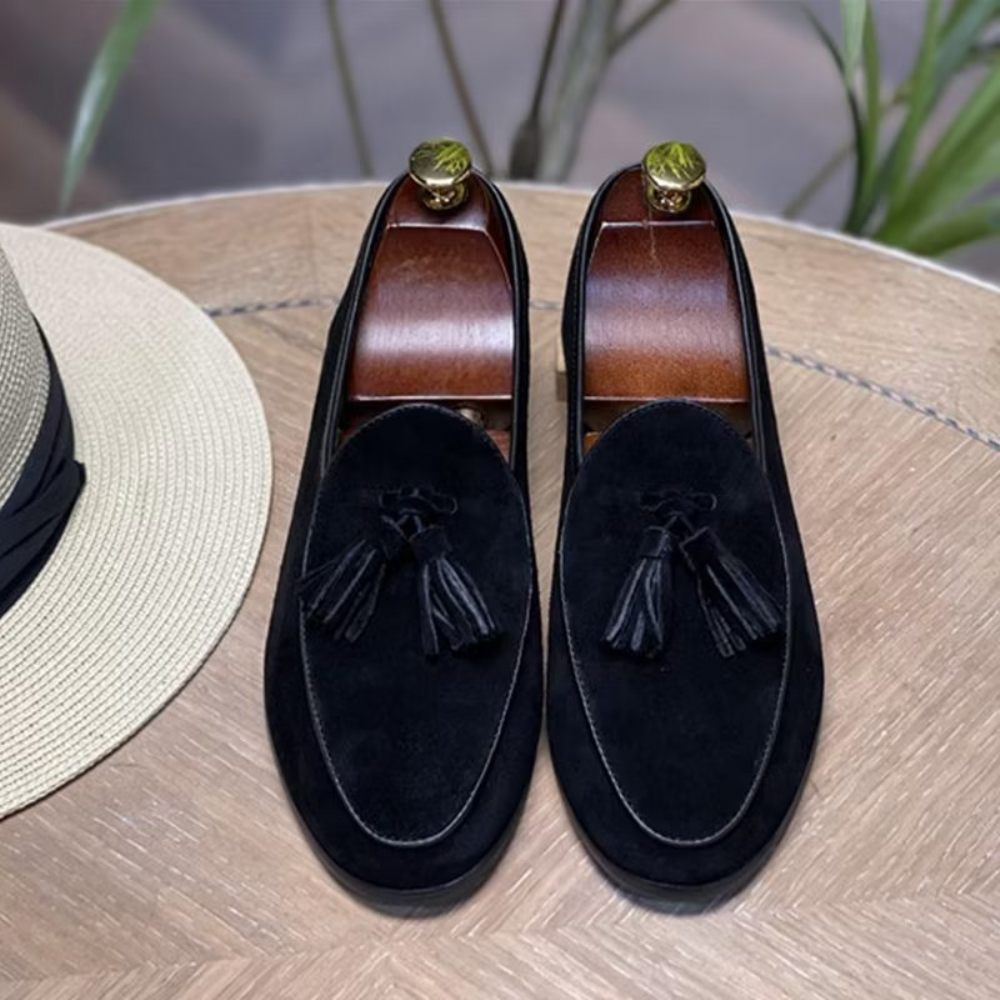 Mocassins Pour Hommes À Enfiler Daim - Noir