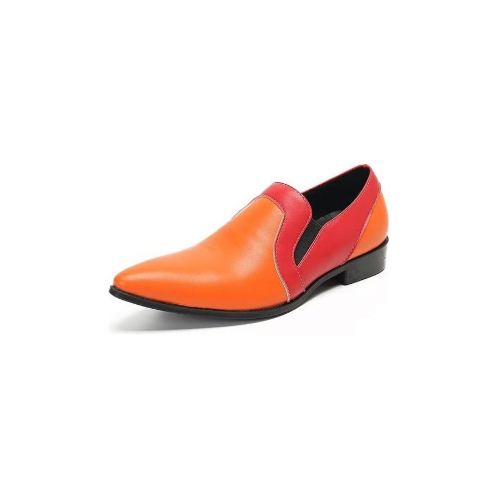 Mocassins Pour Hommes À Enfiler Élégants Cuir Raffiné - Orange