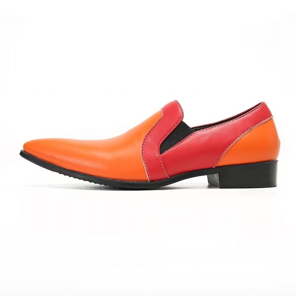 Mocassins Pour Hommes À Enfiler Élégants Cuir Raffiné - Orange