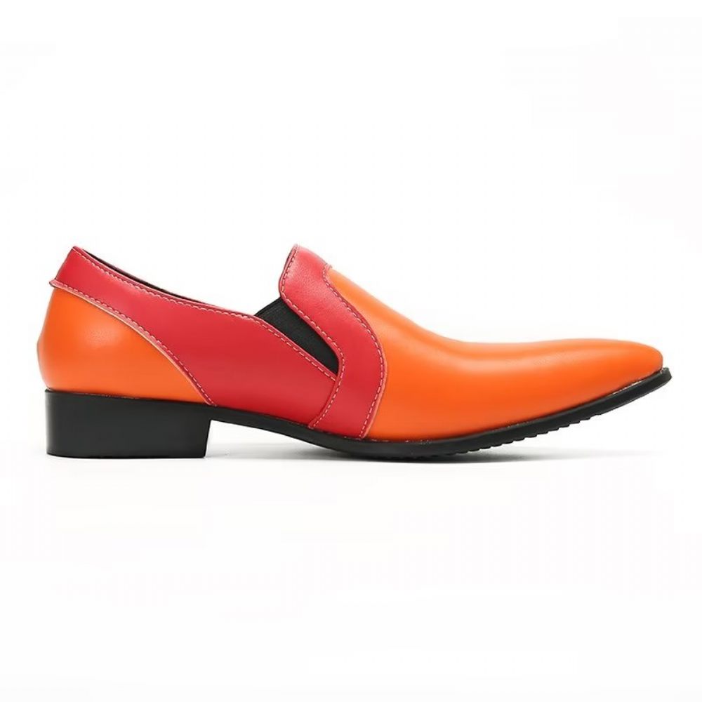 Mocassins Pour Hommes À Enfiler Élégants Cuir Raffiné - Orange