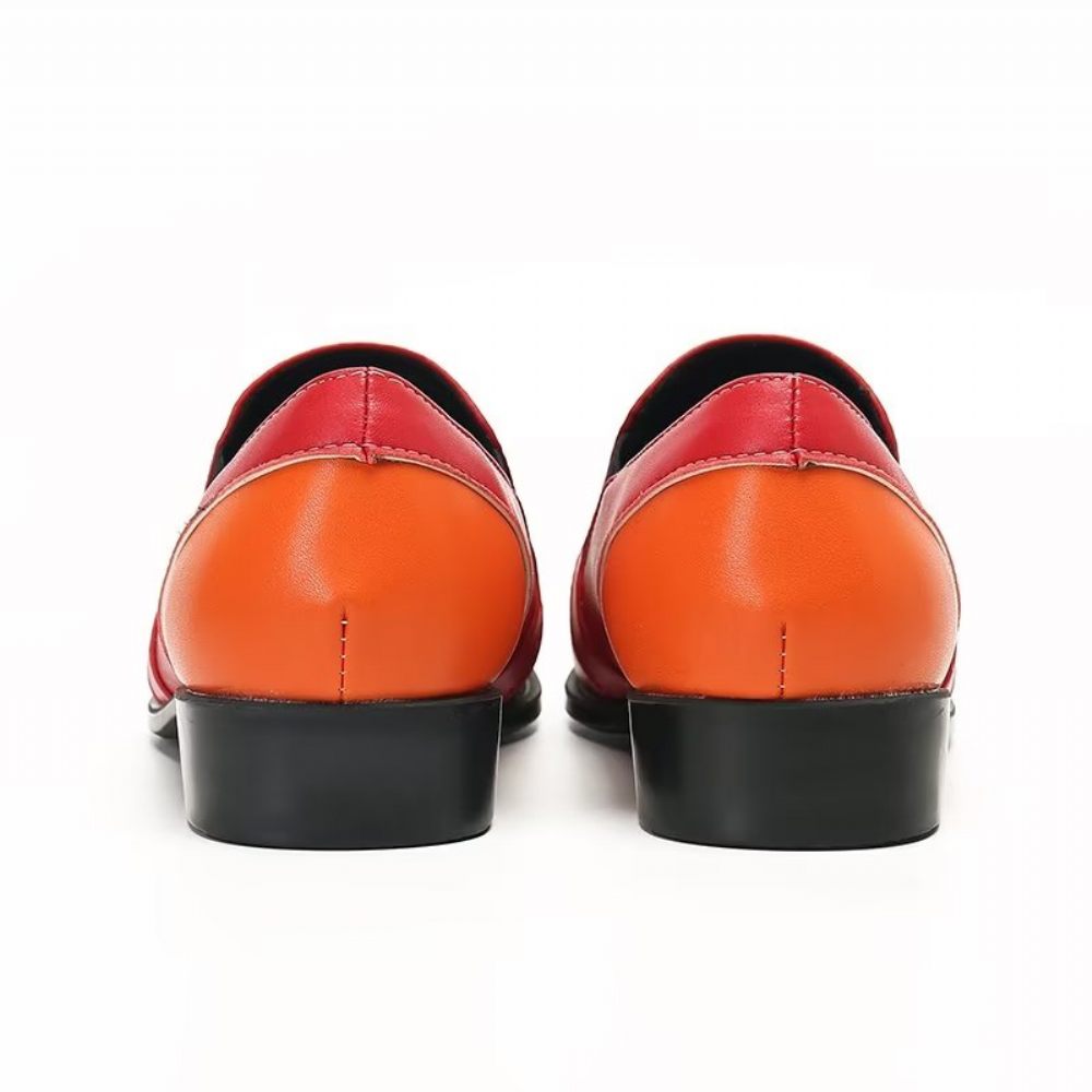 Mocassins Pour Hommes À Enfiler Élégants Cuir Raffiné - Orange