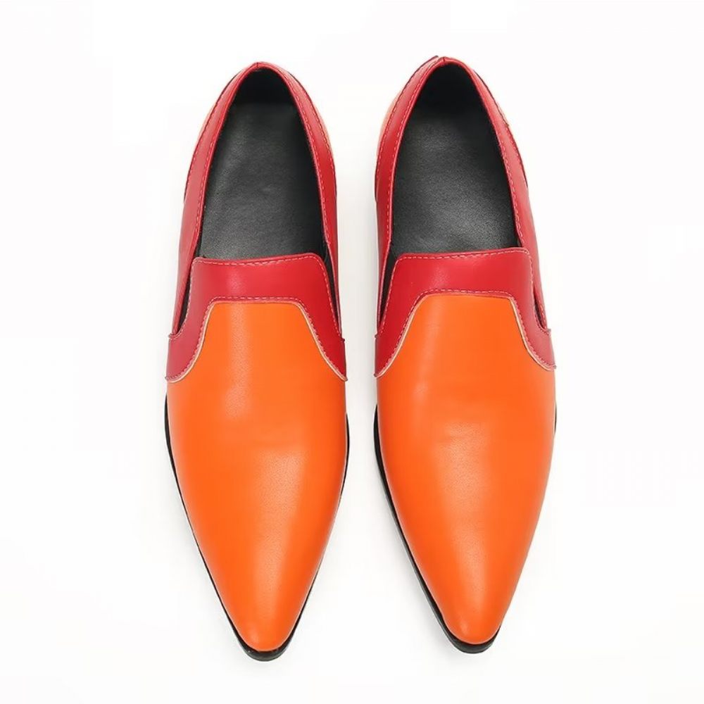 Mocassins Pour Hommes À Enfiler Élégants Cuir Raffiné - Orange