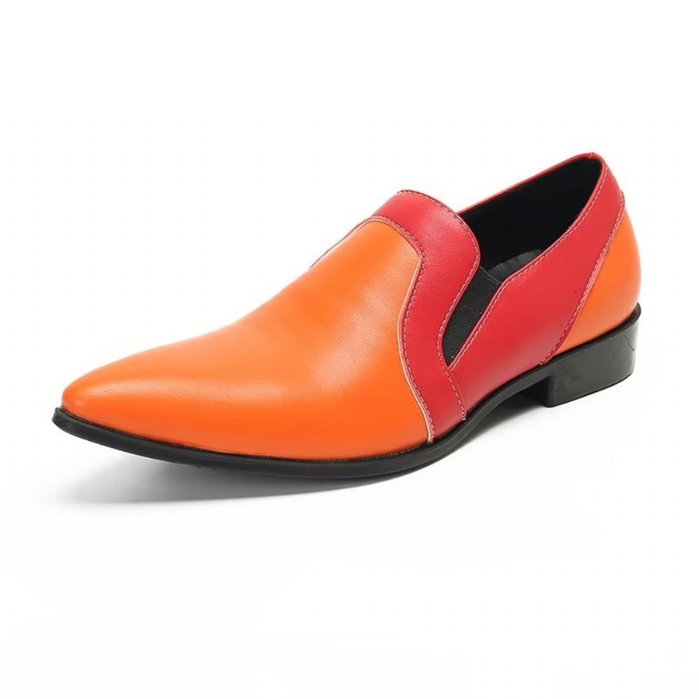 Mocassins Pour Hommes À Enfiler Élégants Cuir Raffiné - Orange