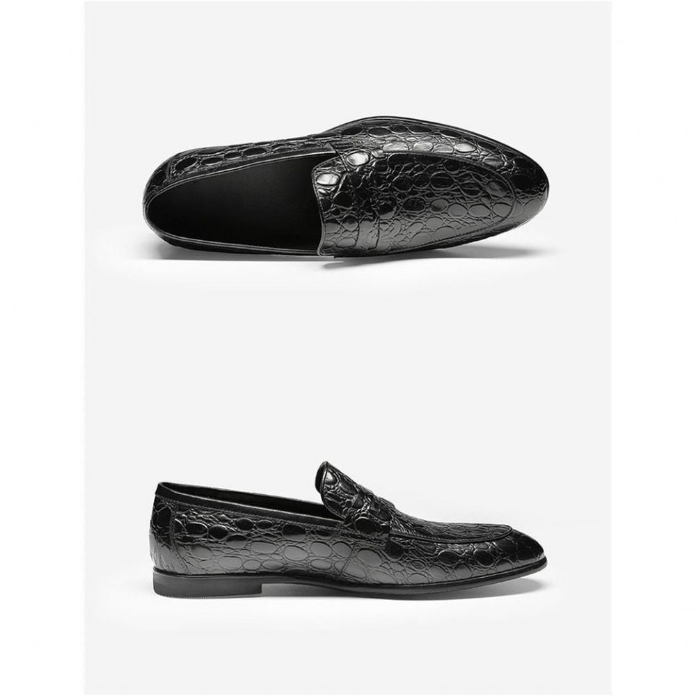 Mocassins Pour Hommes À Enfiler D'été Luxe Croctex - Noir