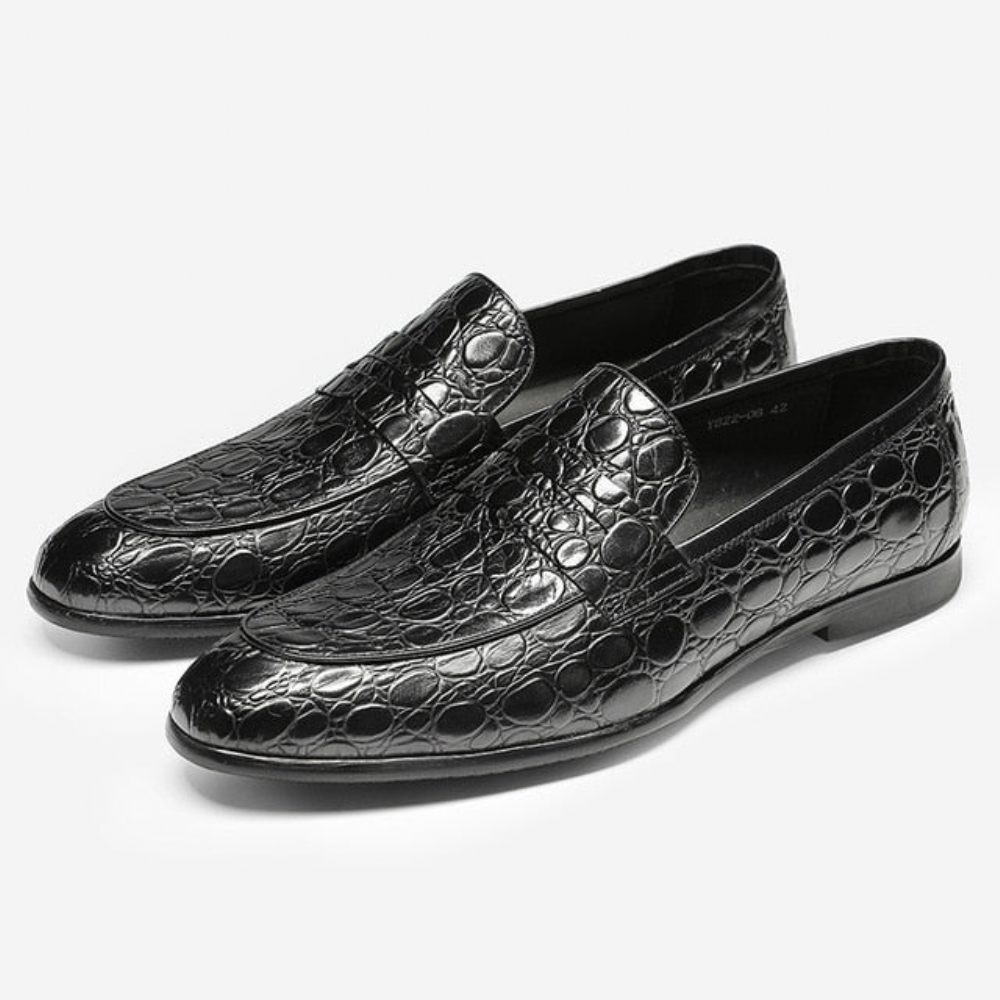 Mocassins Pour Hommes À Enfiler D'été Luxe Croctex - Noir