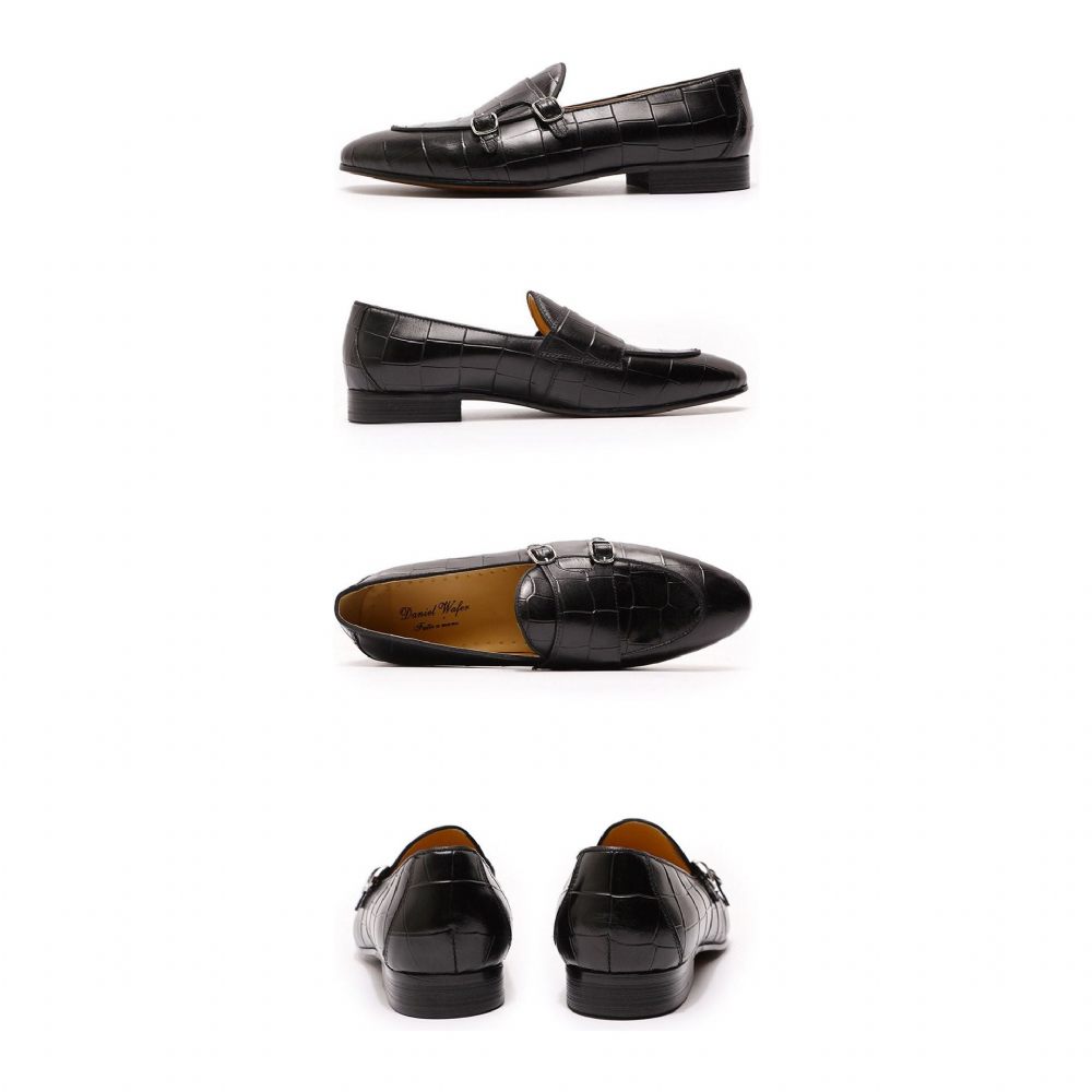 Mocassins Pour Hommes À Enfiler Exotiques Alliluxe - Noir