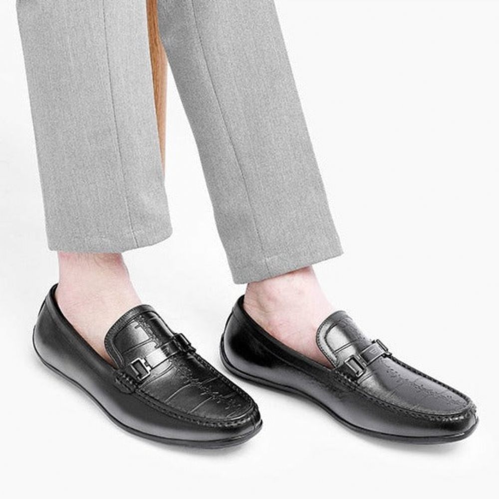 Mocassins Pour Hommes À Enfiler Imperméables Exotiques Luxe - Noir