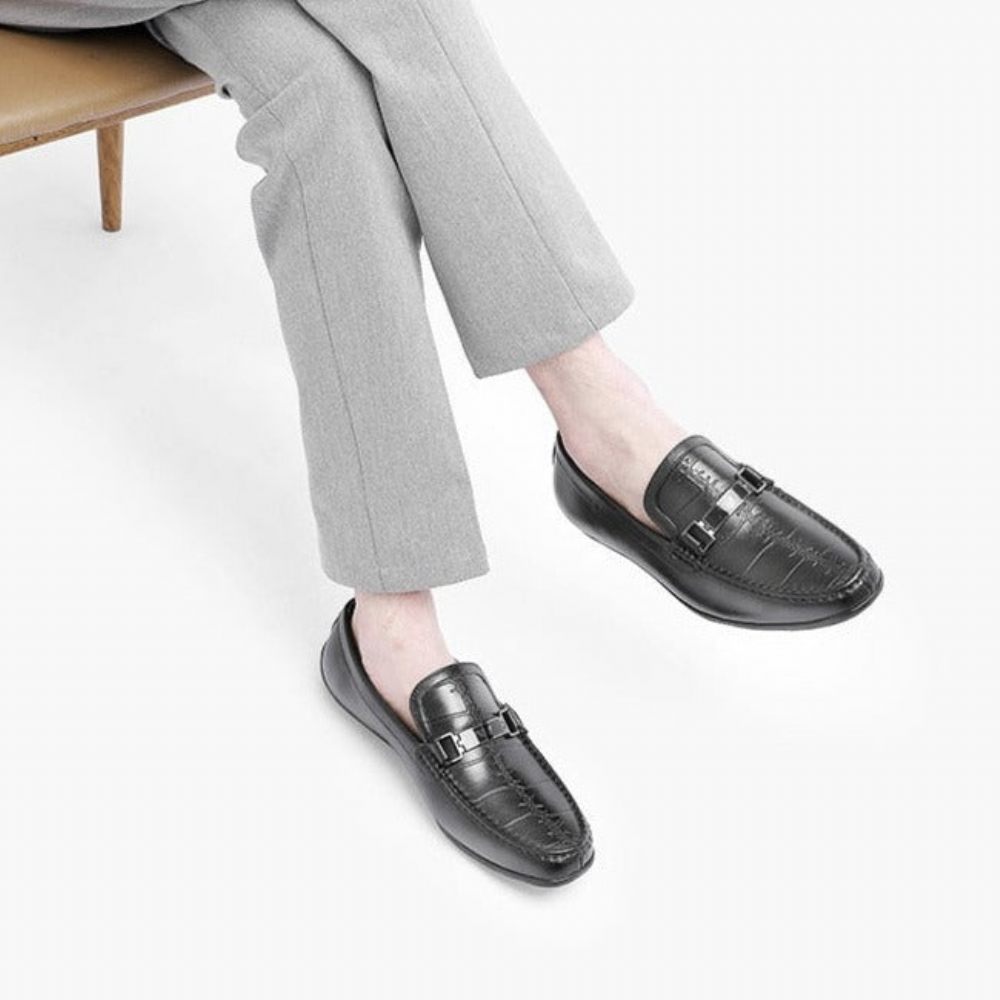 Mocassins Pour Hommes À Enfiler Imperméables Exotiques Luxe - Noir