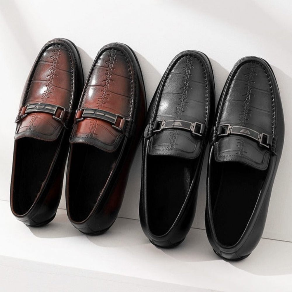 Mocassins Pour Hommes À Enfiler Imperméables Exotiques Luxe - Noir