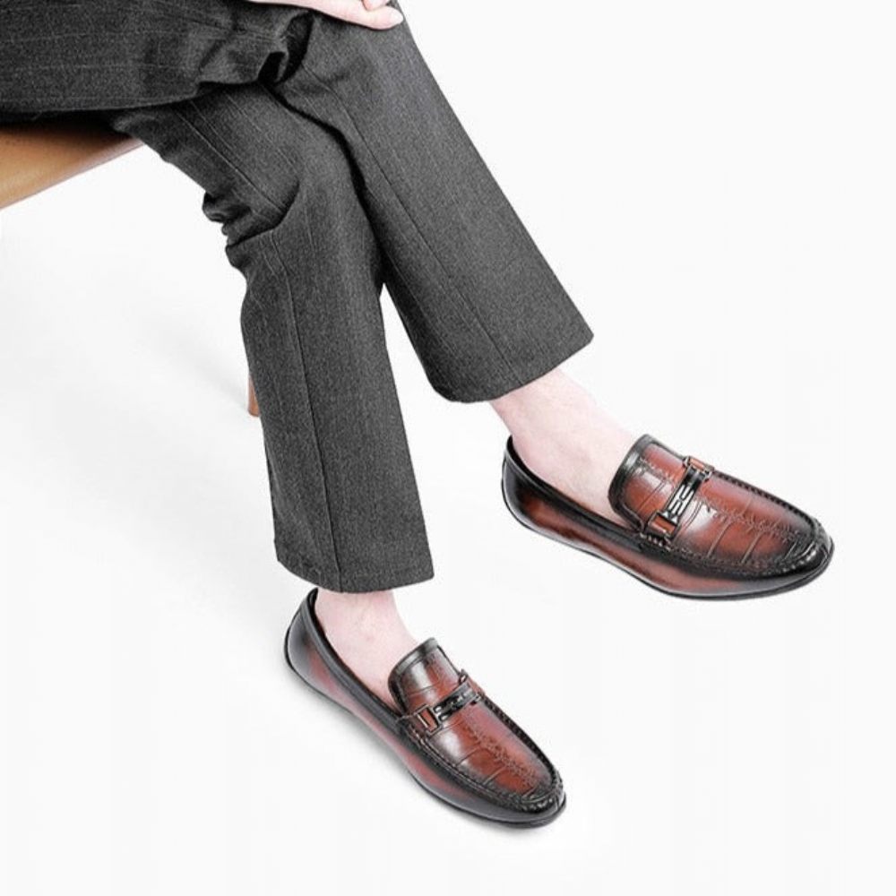 Mocassins Pour Hommes À Enfiler Imperméables Exotiques Luxe - Rouge