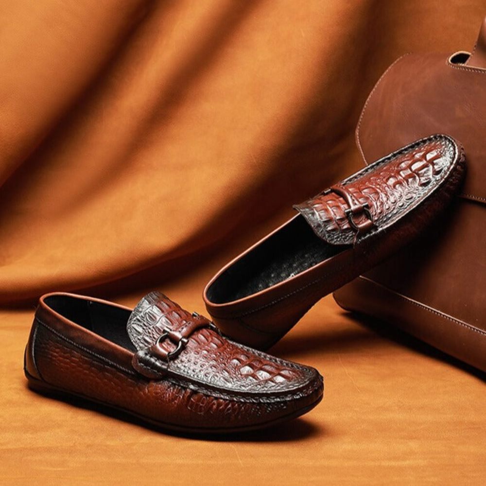 Mocassins Pour Hommes À Enfiler Imperméables Luxe Croctex - Rouge