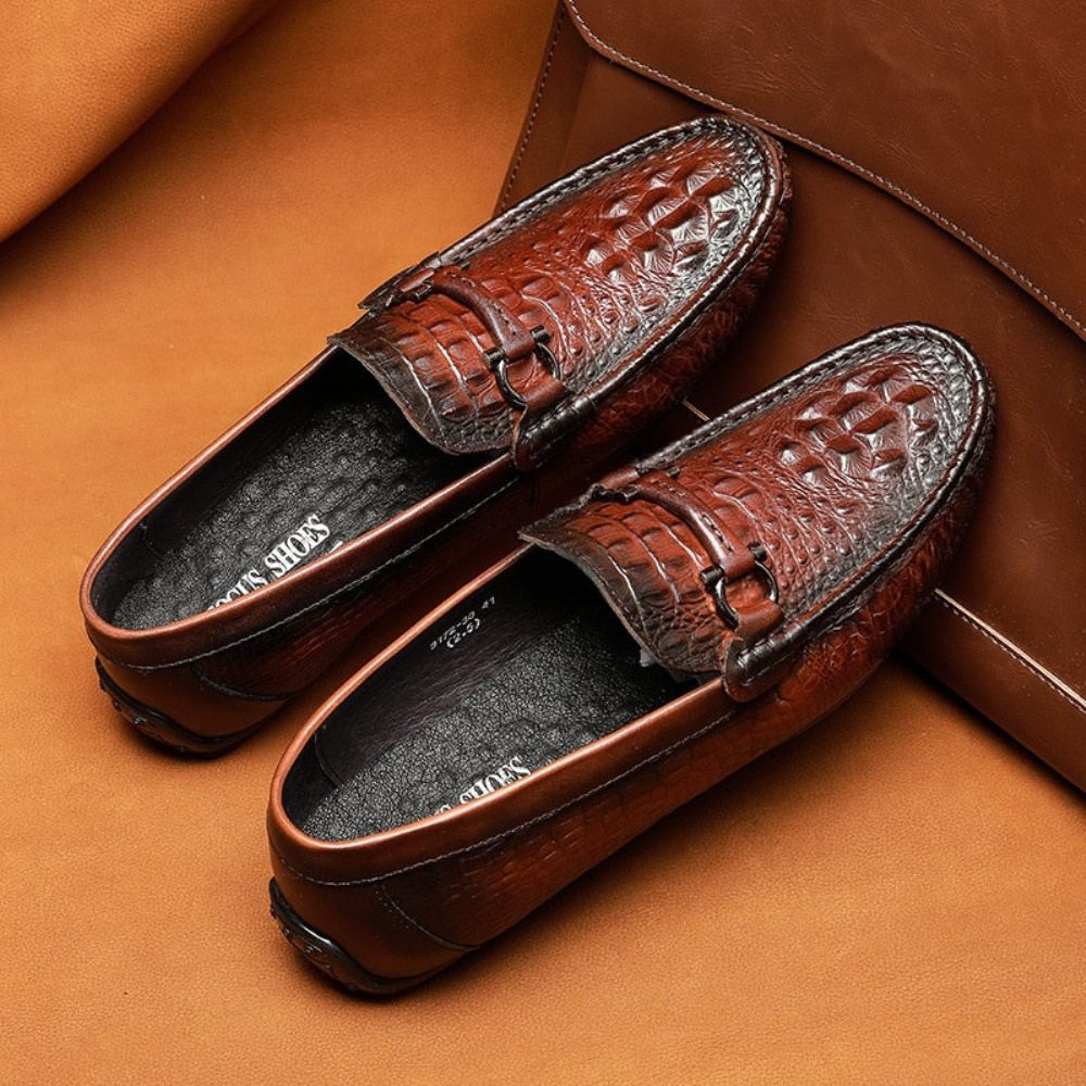 Mocassins Pour Hommes À Enfiler Imperméables Luxe Croctex - Rouge