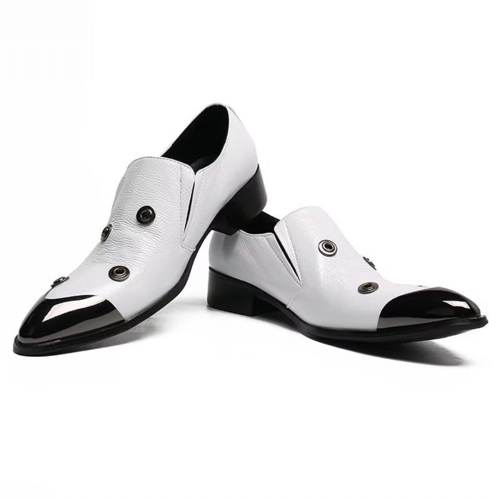 Mocassins Pour Hommes À Enfiler Motif Flashy - Blanc