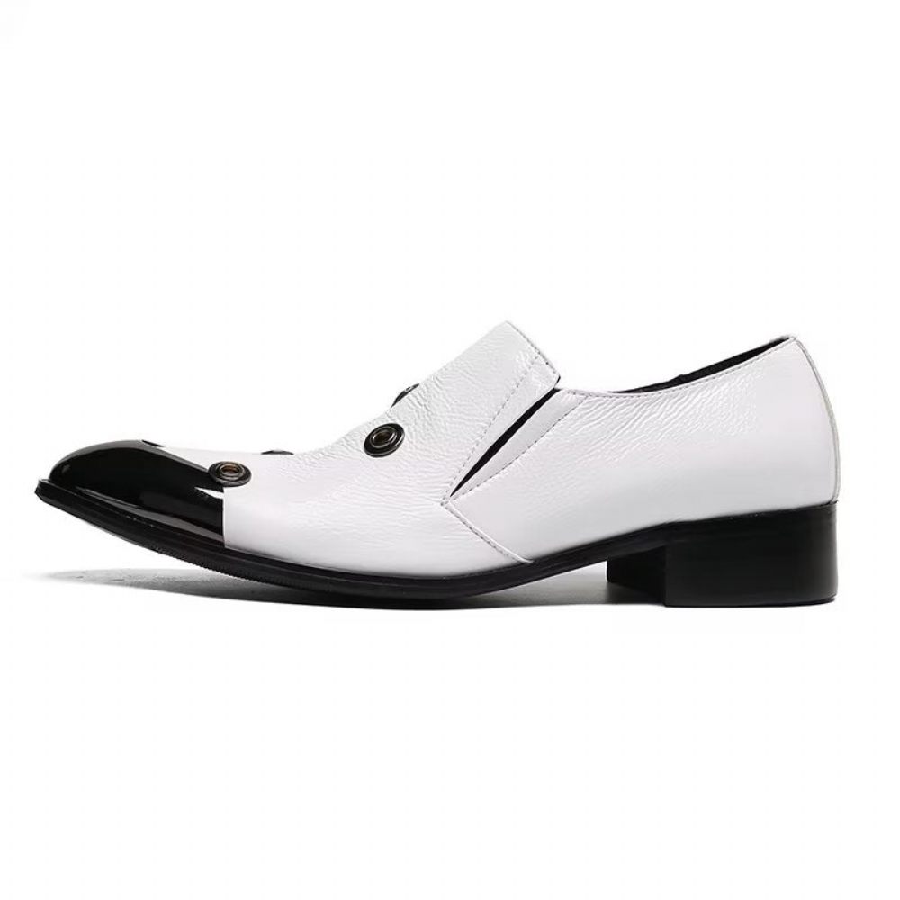 Mocassins Pour Hommes À Enfiler Motif Flashy - Blanc