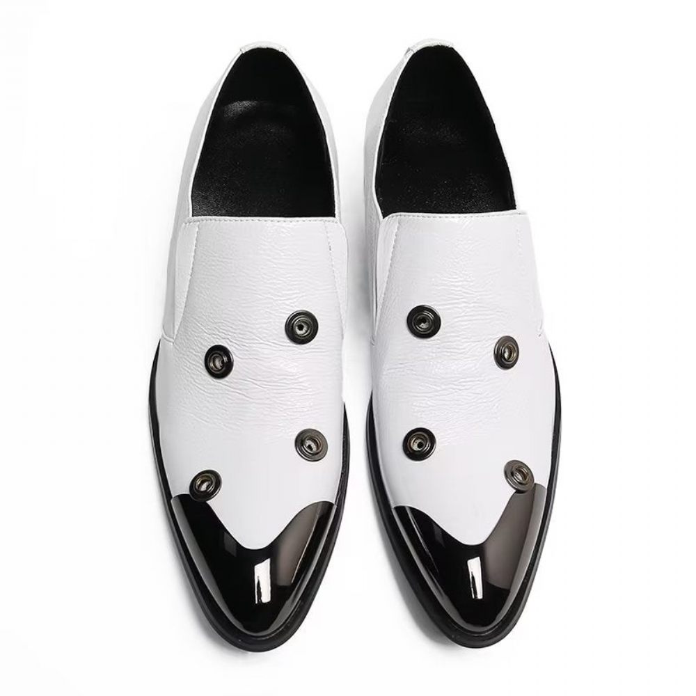 Mocassins Pour Hommes À Enfiler Motif Flashy - Blanc