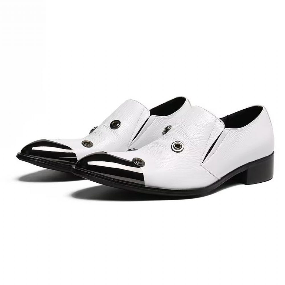 Mocassins Pour Hommes À Enfiler Motif Flashy - Blanc