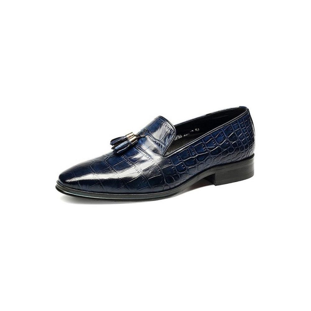 Mocassins Pour Hommes À Enfiler Pampilles Alligator Luxe - Bleu