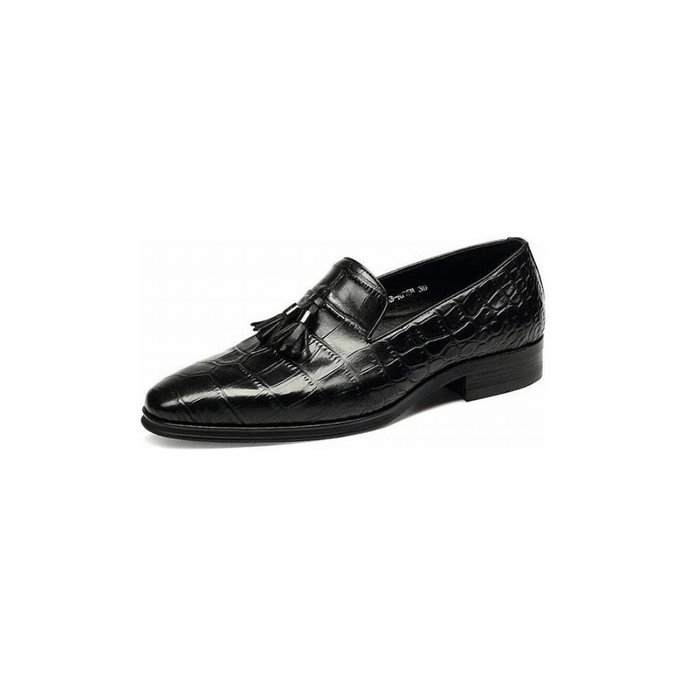 Mocassins Pour Hommes À Enfiler Pampilles Alligator Luxe - Noir