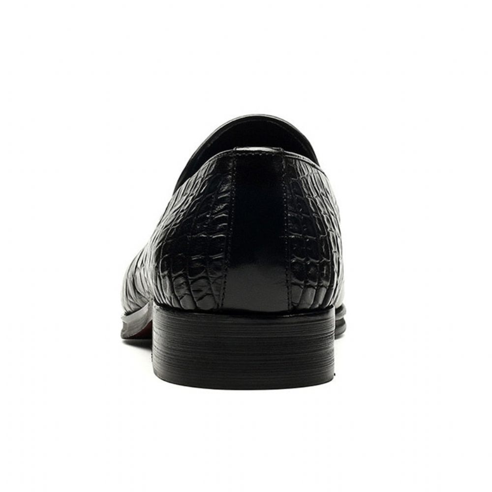 Mocassins Pour Hommes À Enfiler Pampilles Alligator Luxe - Noir