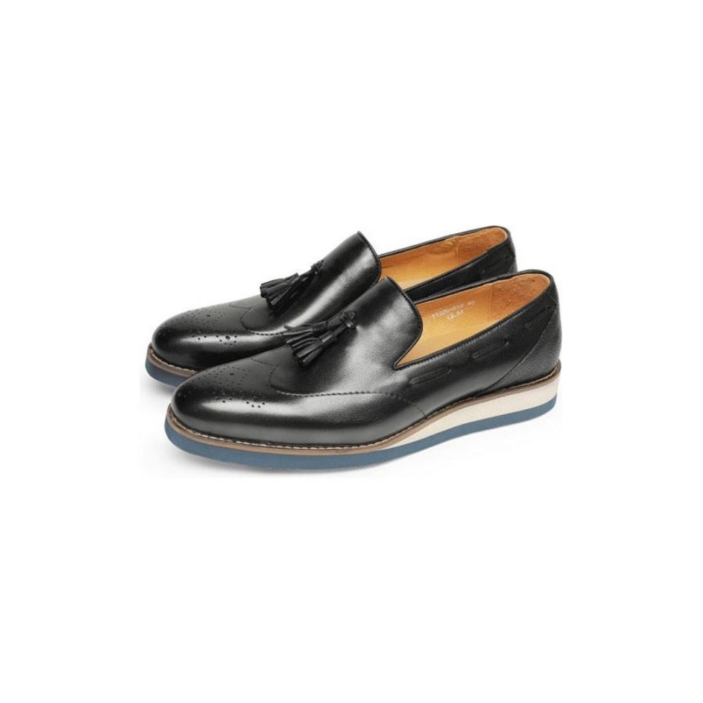 Mocassins Pour Hommes À Enfiler Richelieu Relief - Noir