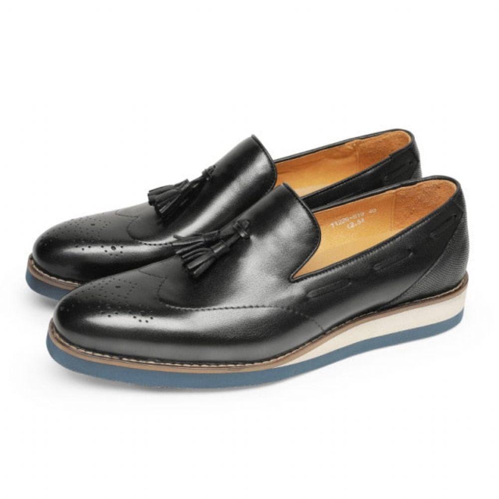 Mocassins Pour Hommes À Enfiler Richelieu Relief - Noir